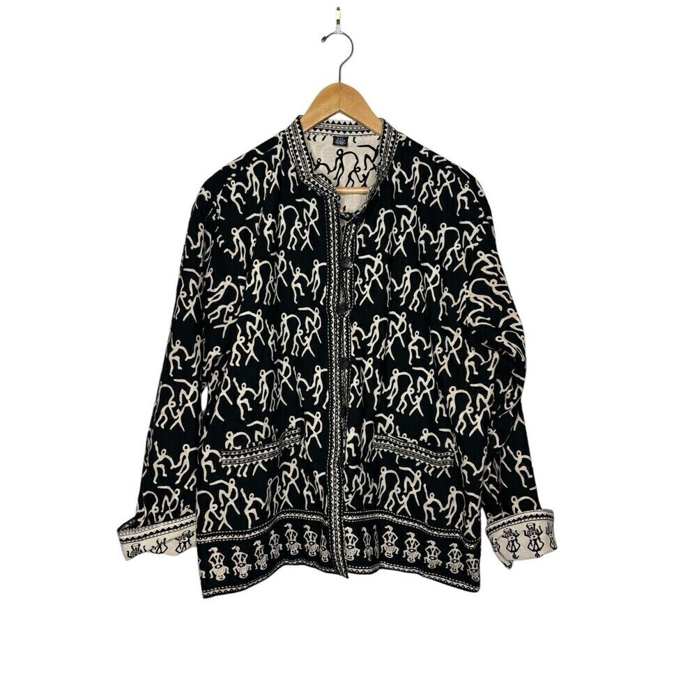 VTG Sam Hilu Art to Wear Jacket Reversible Tribal Button Up Women’s Size L/XL